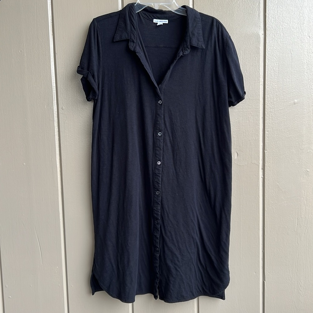 James Perse Short Sleeve Black Shirt Dress_Size XL (size 4)
